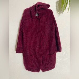 ISABEL MARANT Etoile Superkid MOHAIR Hooded CARDIGAN Burgundy SZ SMALL SZ 1